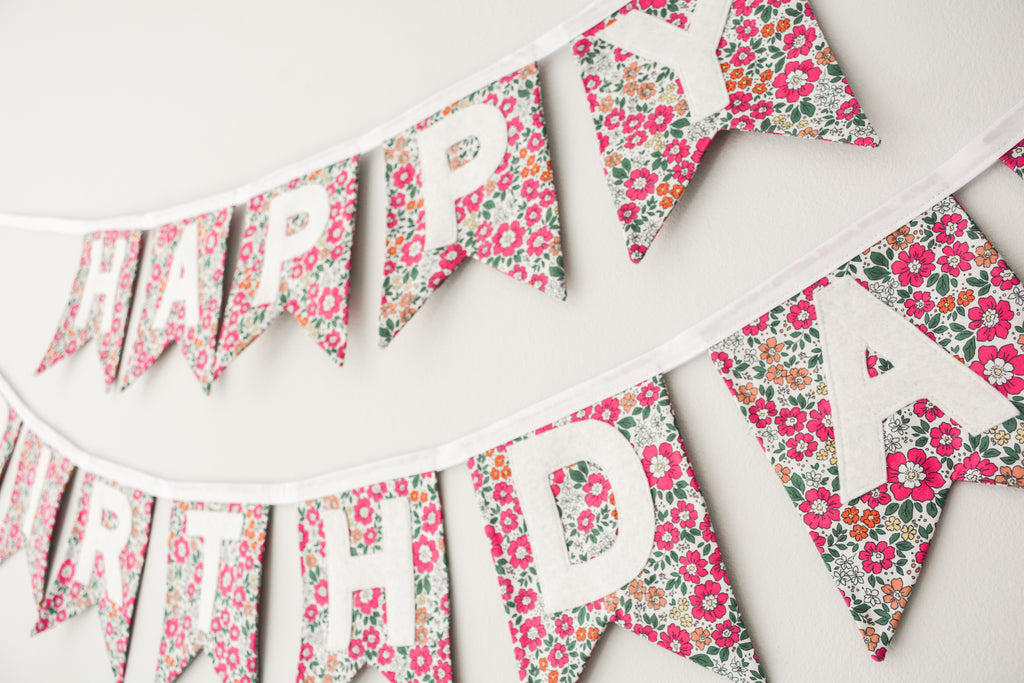 Happy Birthday Banner - Pink Floral