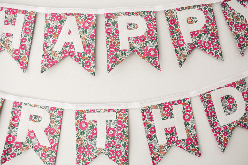 Happy Birthday Banner - Pink Floral