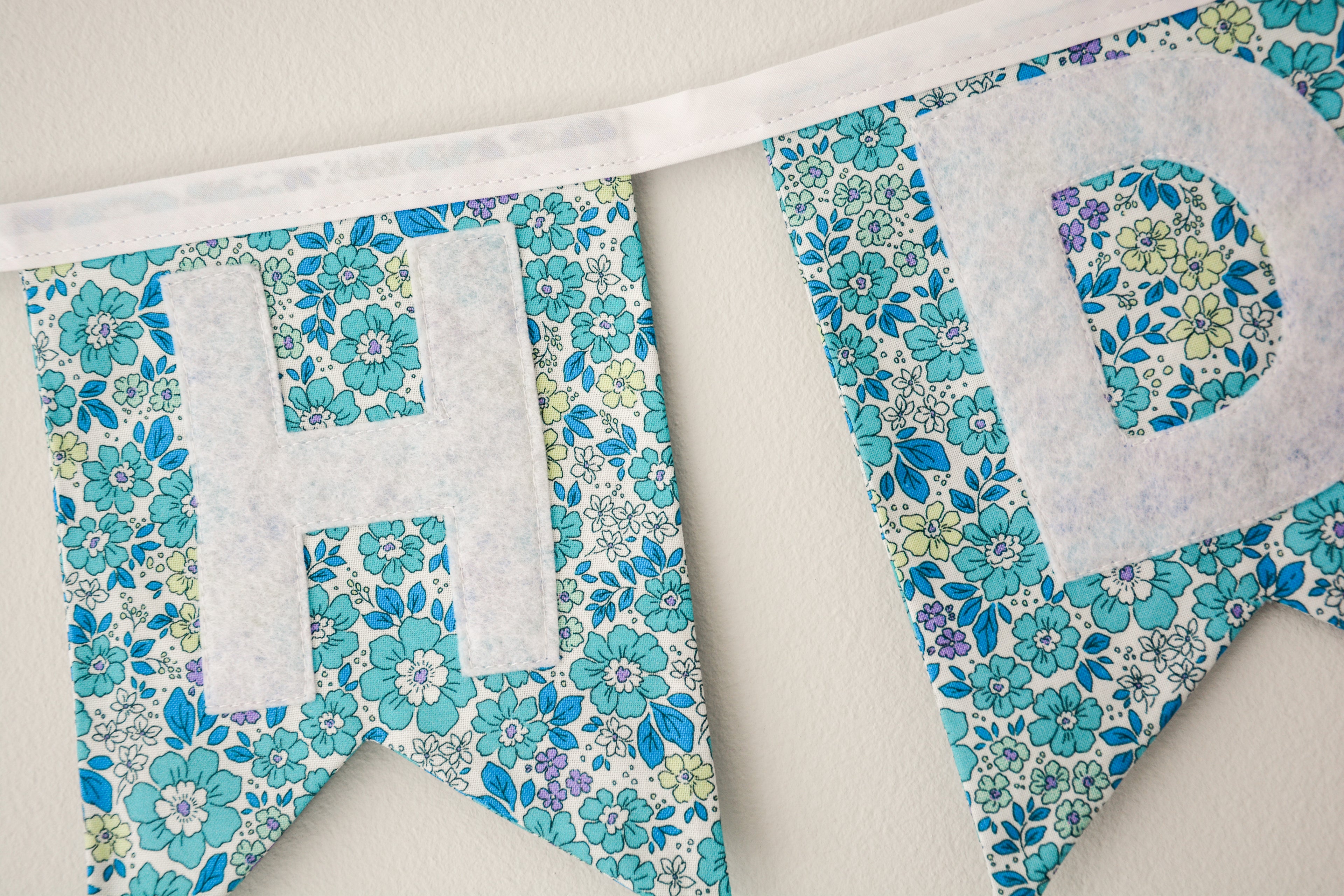 Happy Birthday Banner - Blue Floral