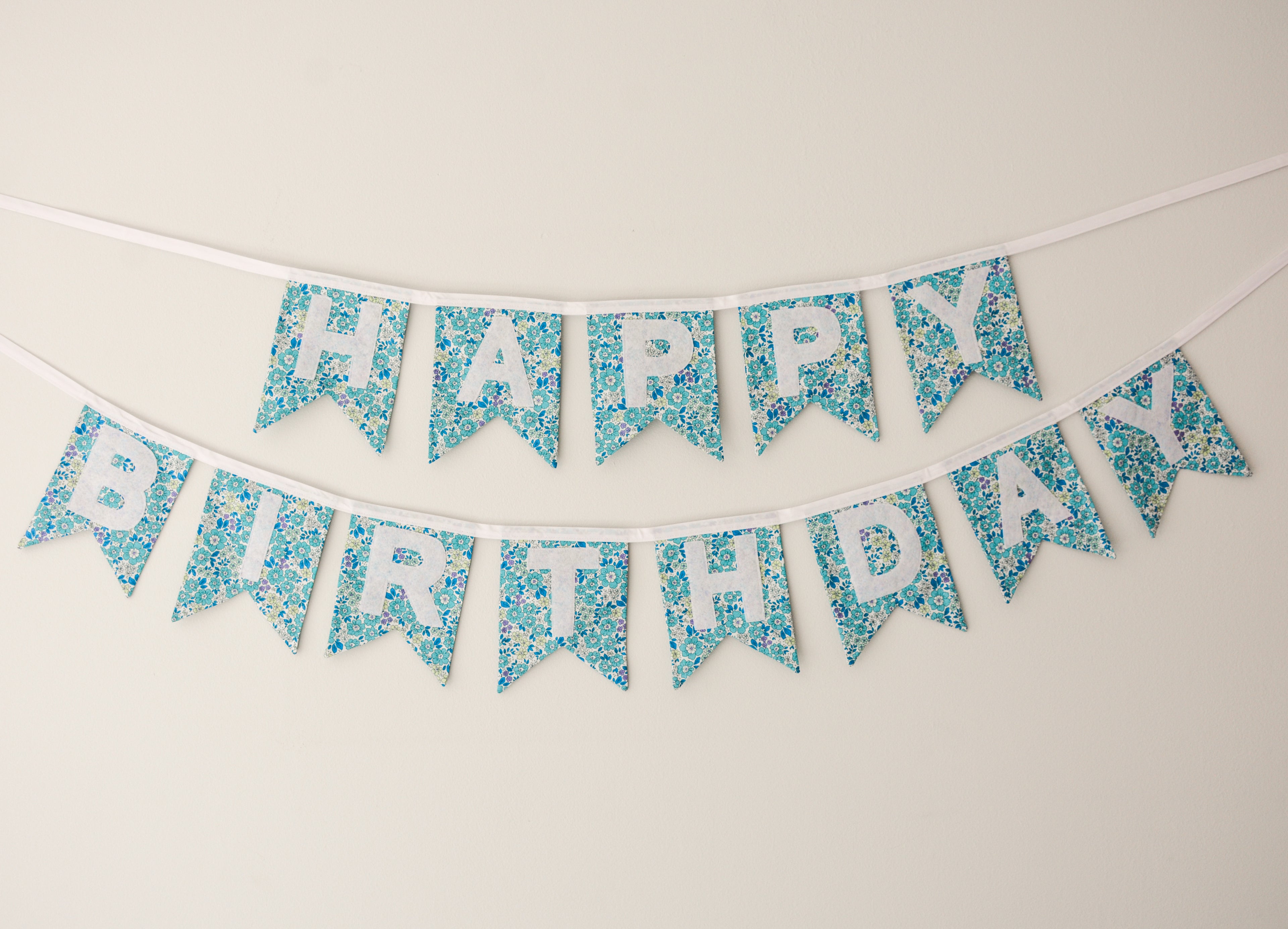 Happy Birthday Banner - Blue Floral