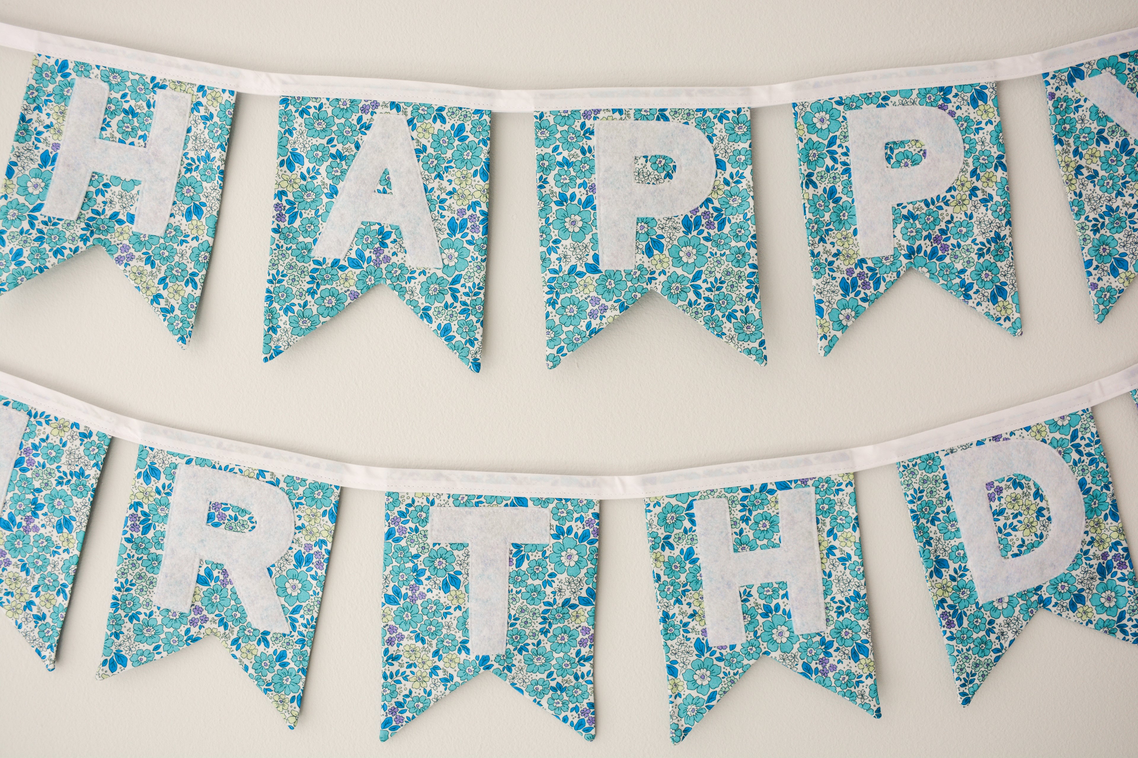 Happy Birthday Banner - Blue Floral