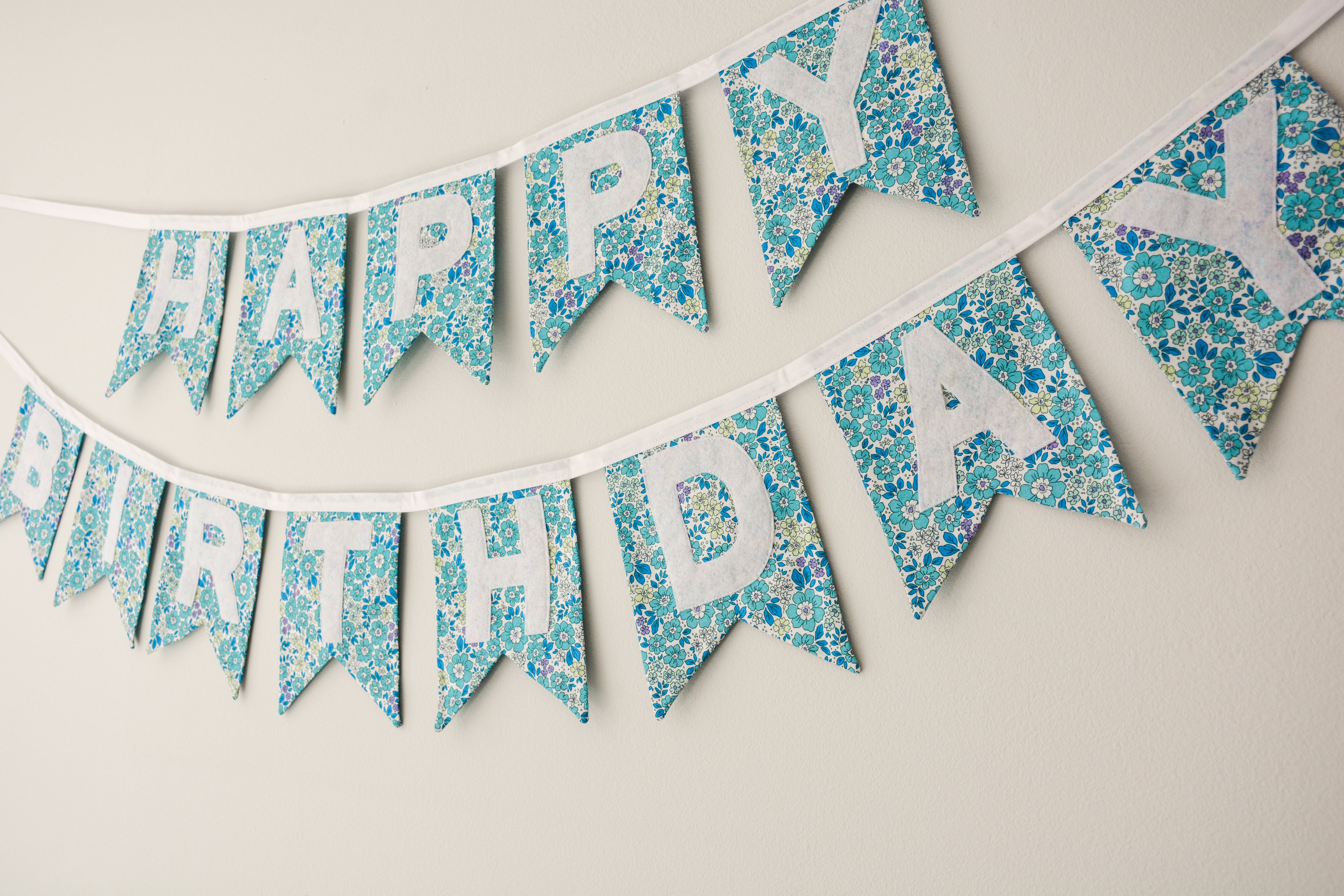 Happy Birthday Banner - Blue Floral
