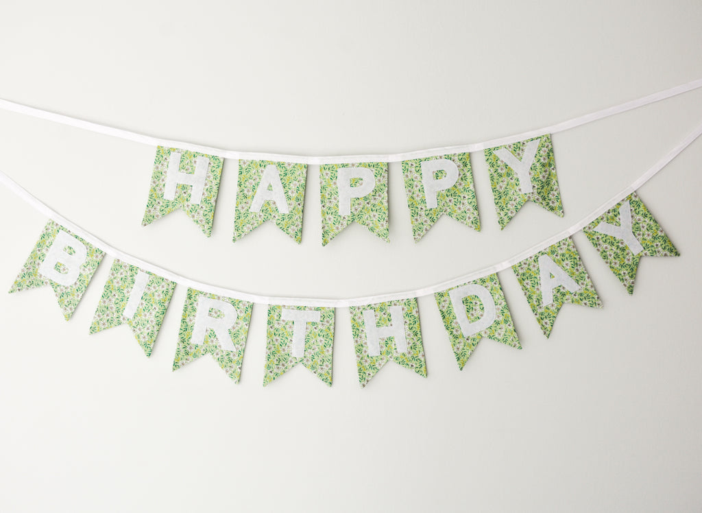 Happy Birthday Banner - Green Floral