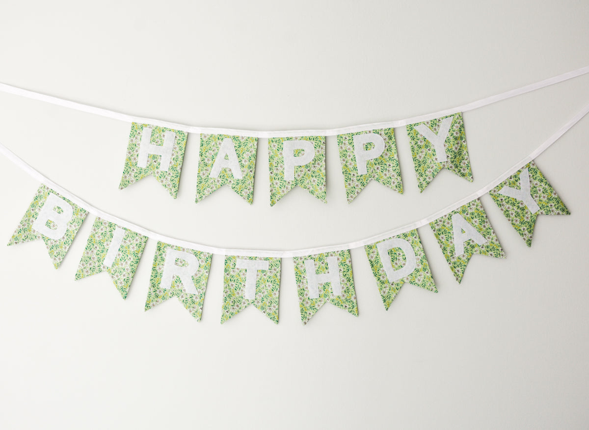 Happy Birthday Banner - Green Floral