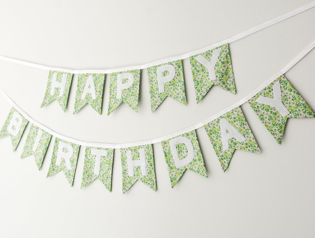 Happy Birthday Banner - Green Floral