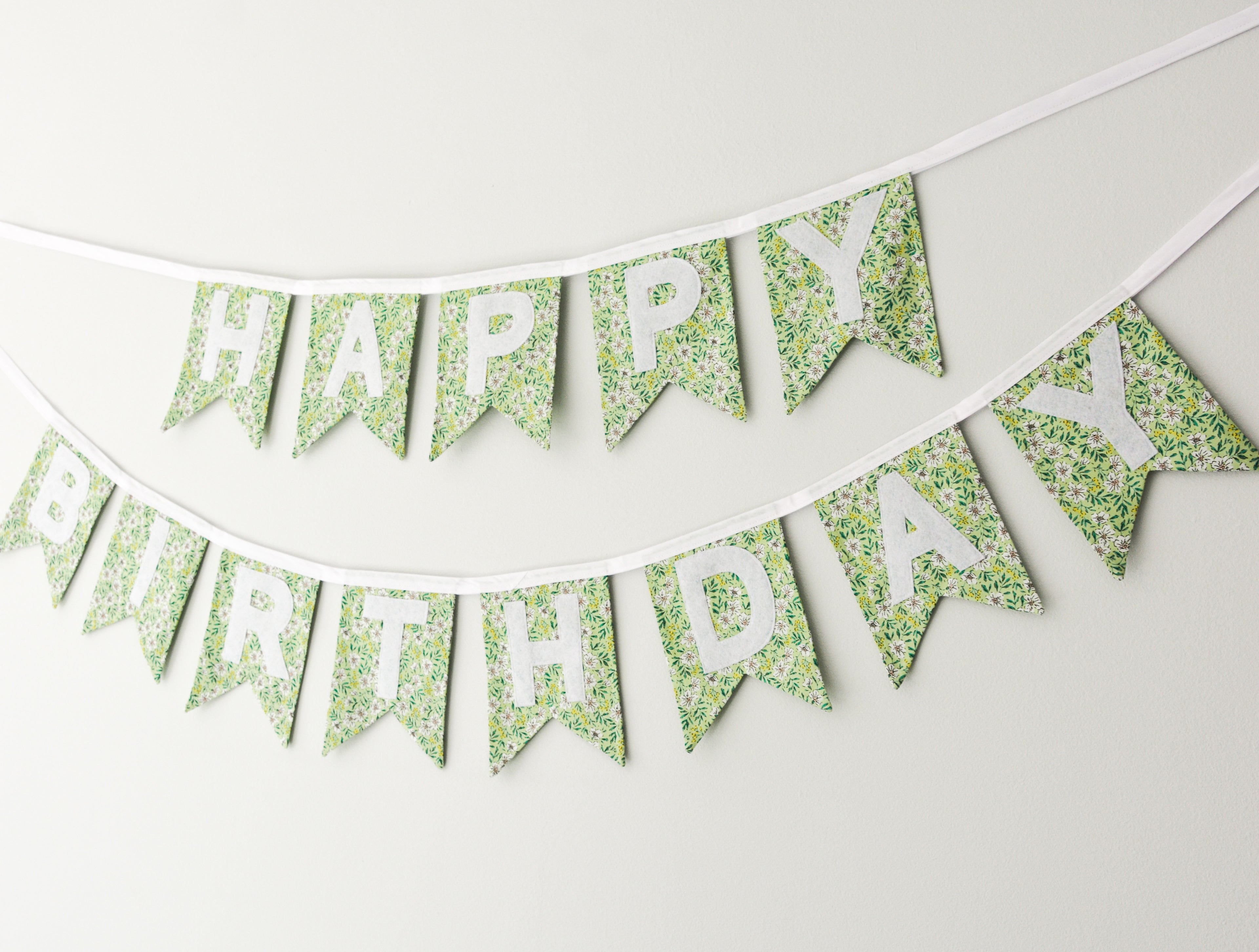 Happy Birthday Banner - Green Floral