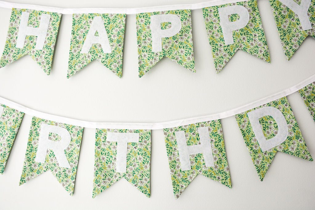 Happy Birthday Banner - Green Floral
