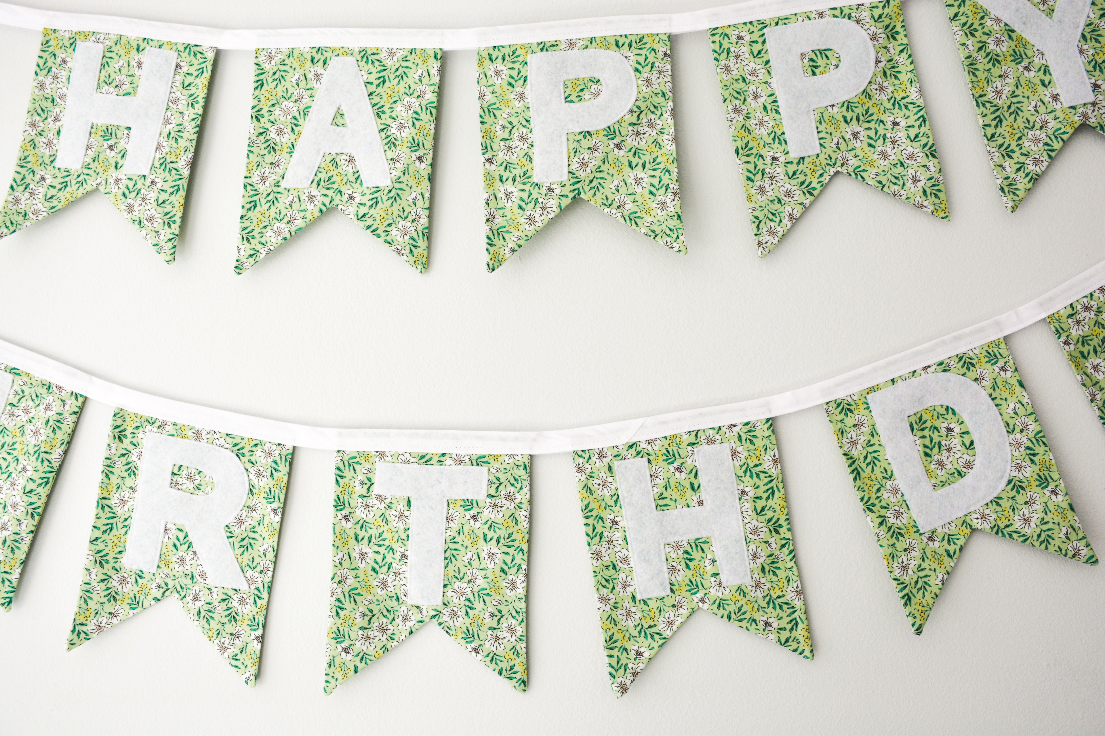 Happy Birthday Banner - Green Floral