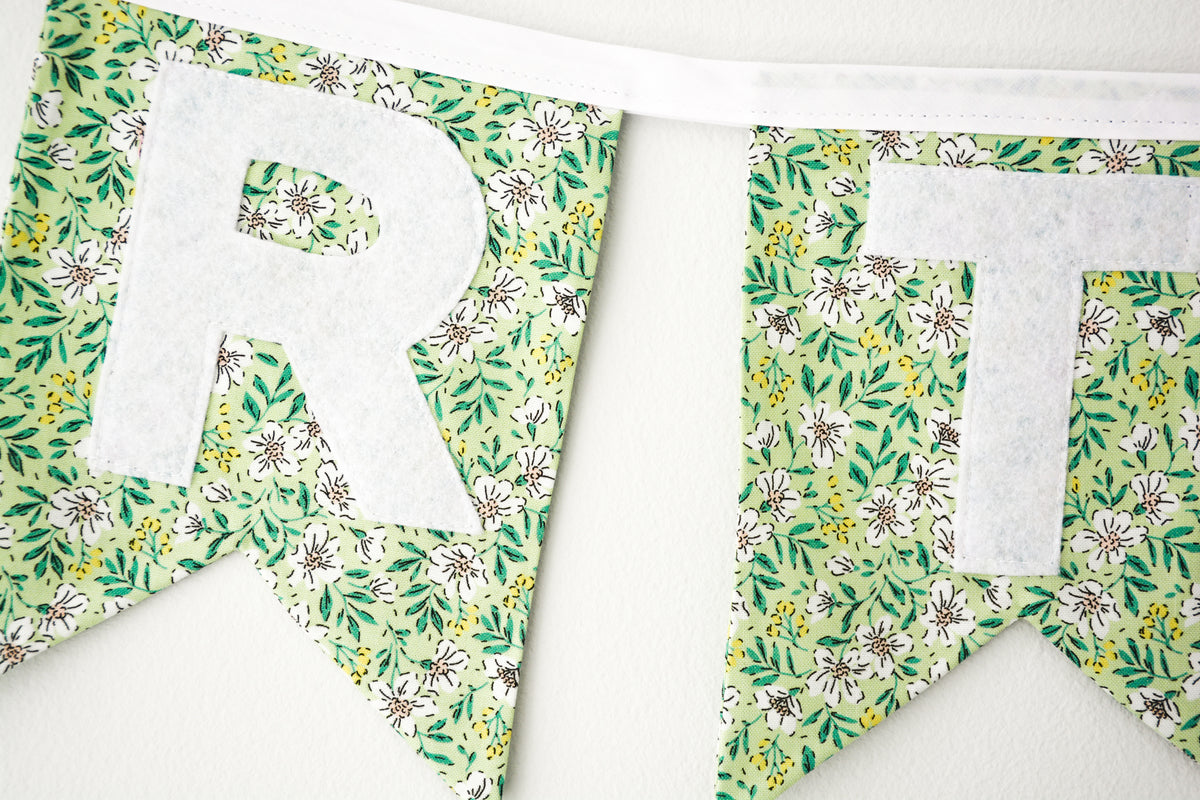 Happy Birthday Banner - Green Floral