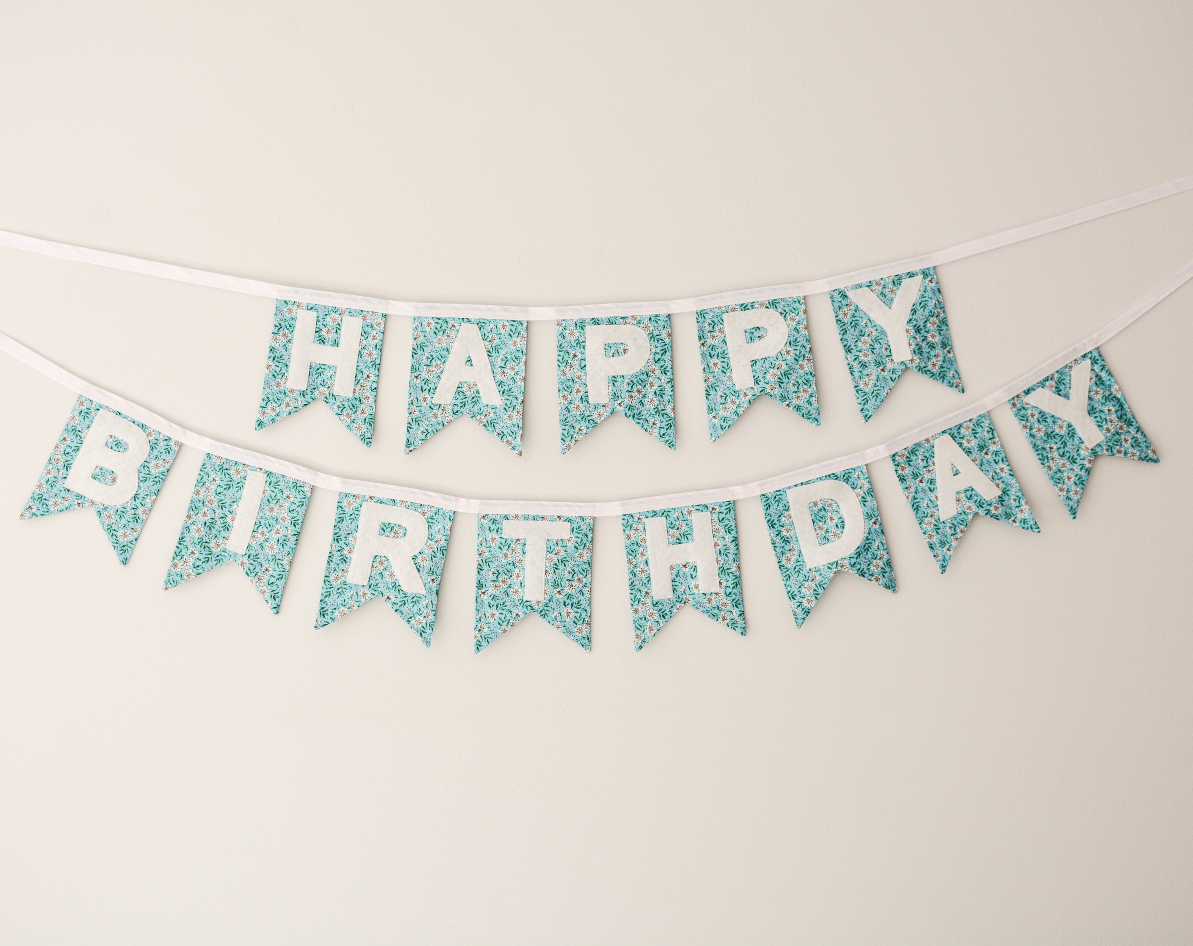 Happy Birthday Banner - Light Blue Floral