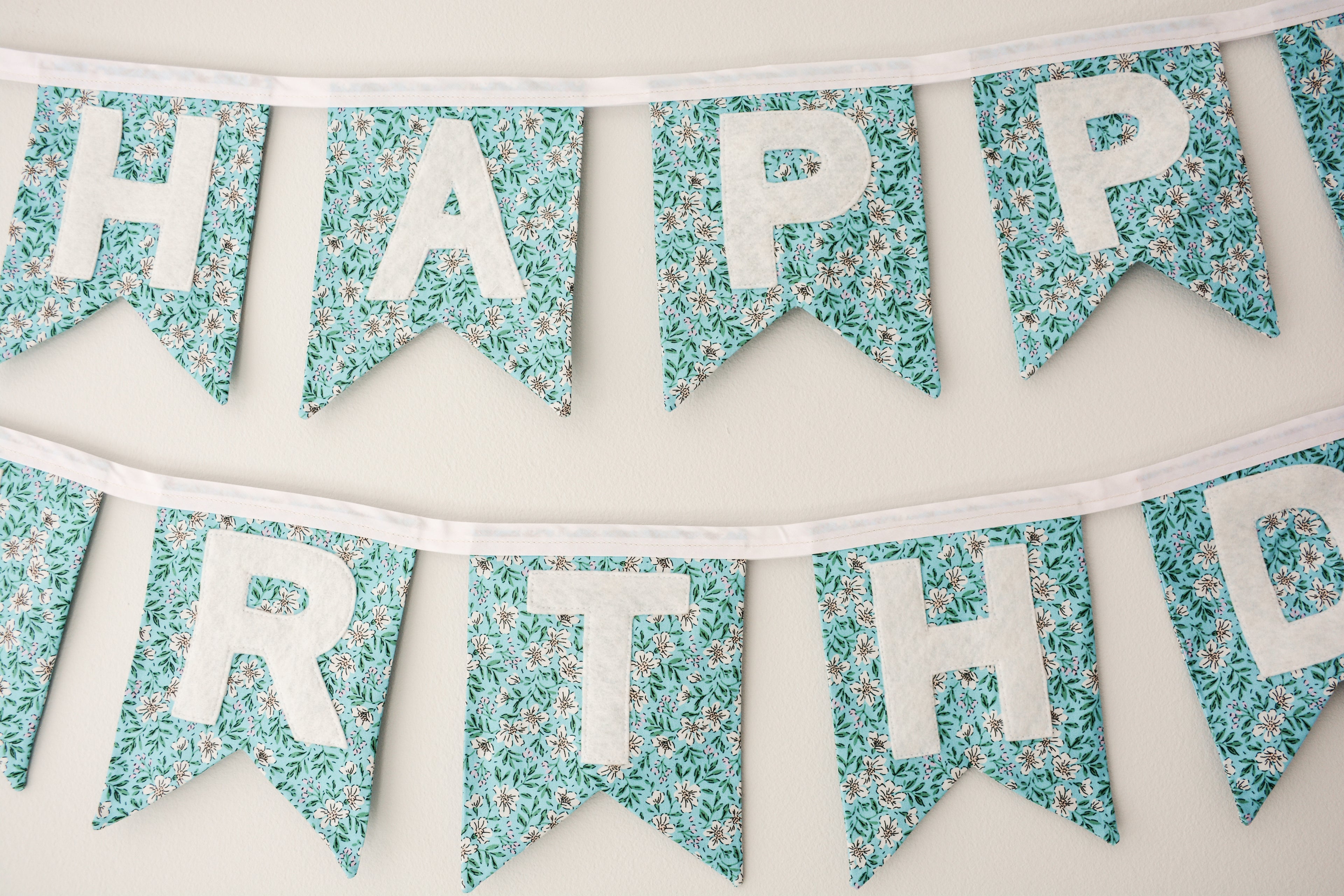Happy Birthday Banner - Light Blue Floral