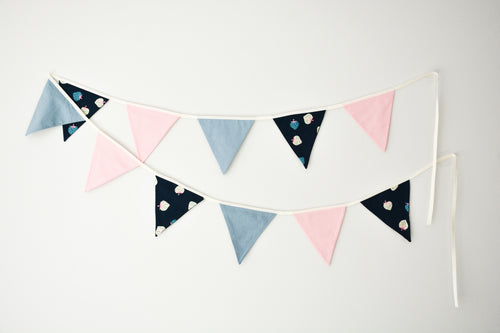 Bunting - Blue & Pink Strawberries