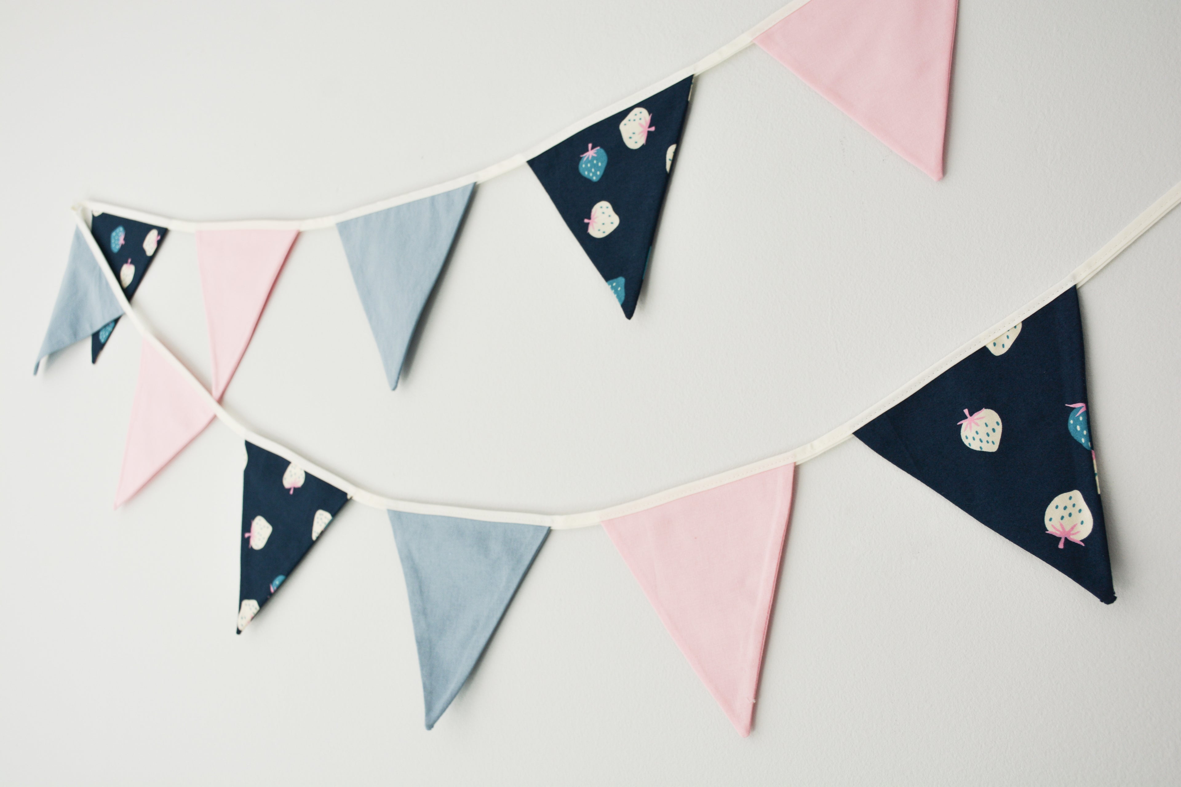 Bunting - Blue & Pink Strawberries