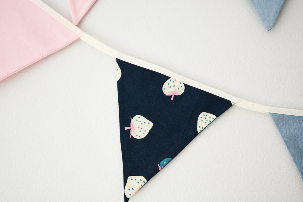 Bunting - Blue & Pink Strawberries