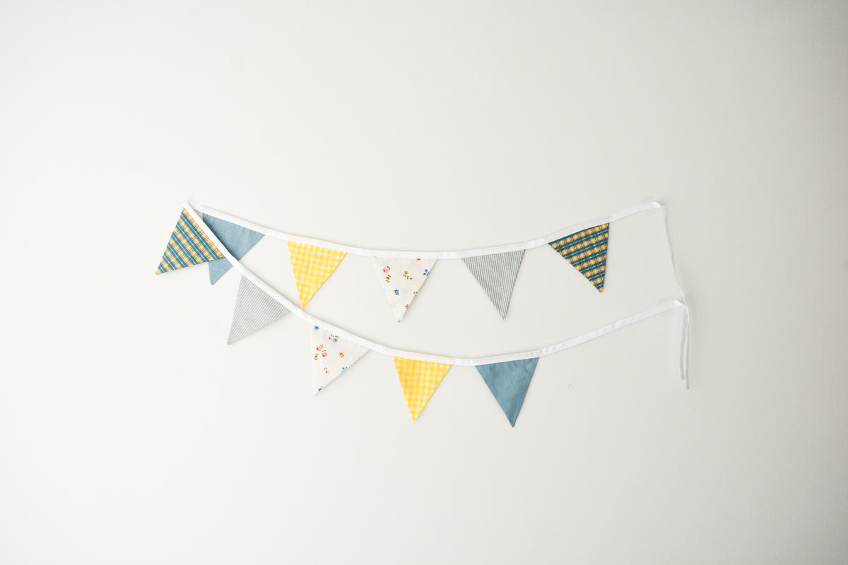 Bunting - Blue and Yellow Floral Gingham