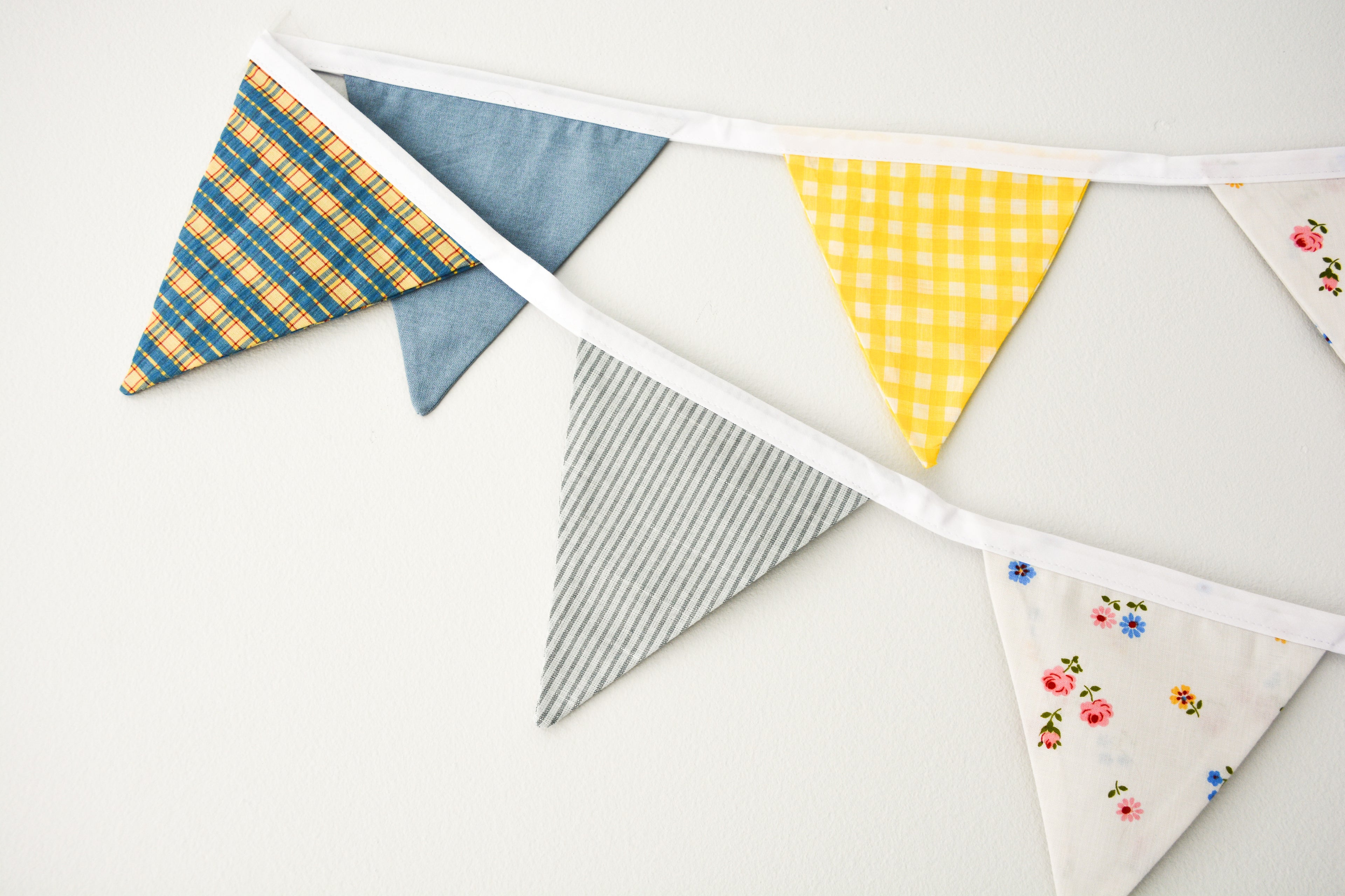 Bunting - Blue and Yellow Floral Gingham