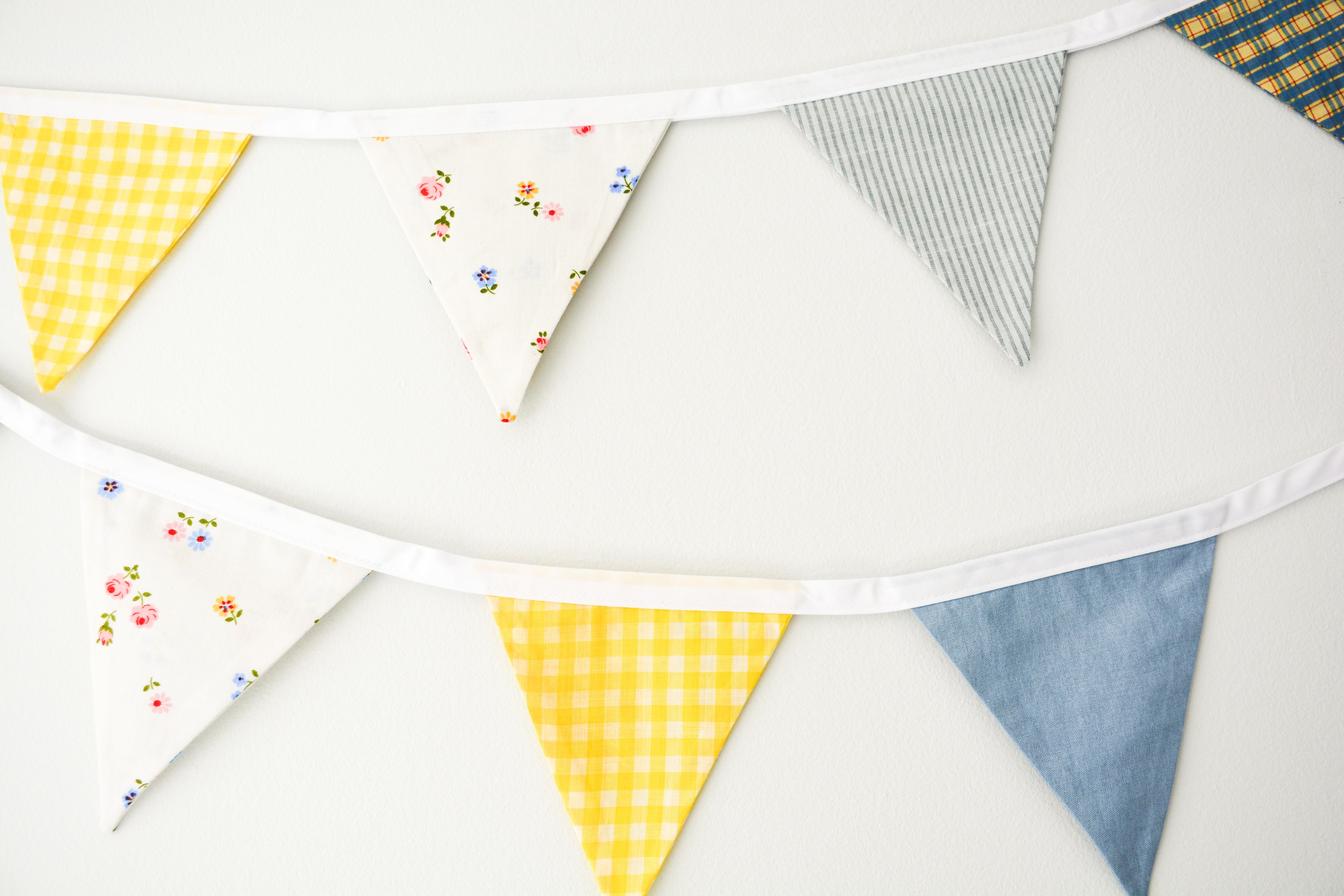 Bunting - Blue and Yellow Floral Gingham