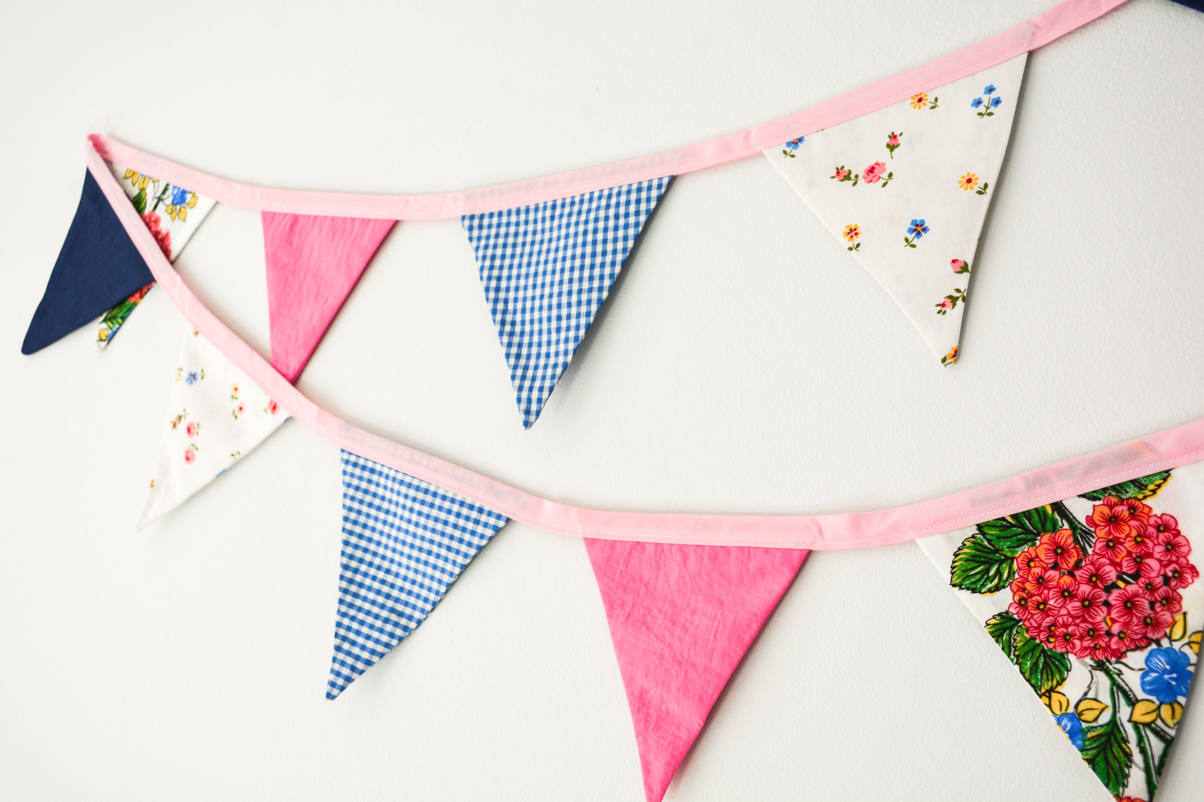 Bunting - Pink and Navy Flowers