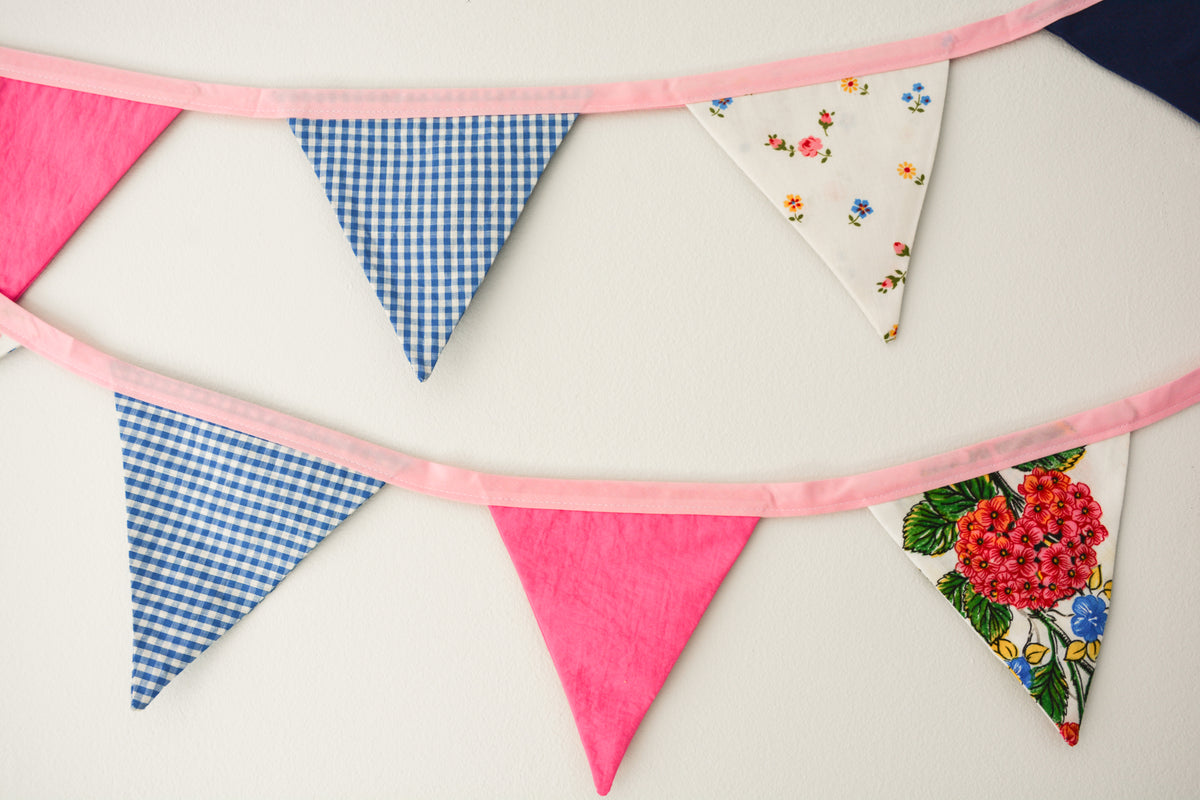 Bunting - Pink and Navy Flowers