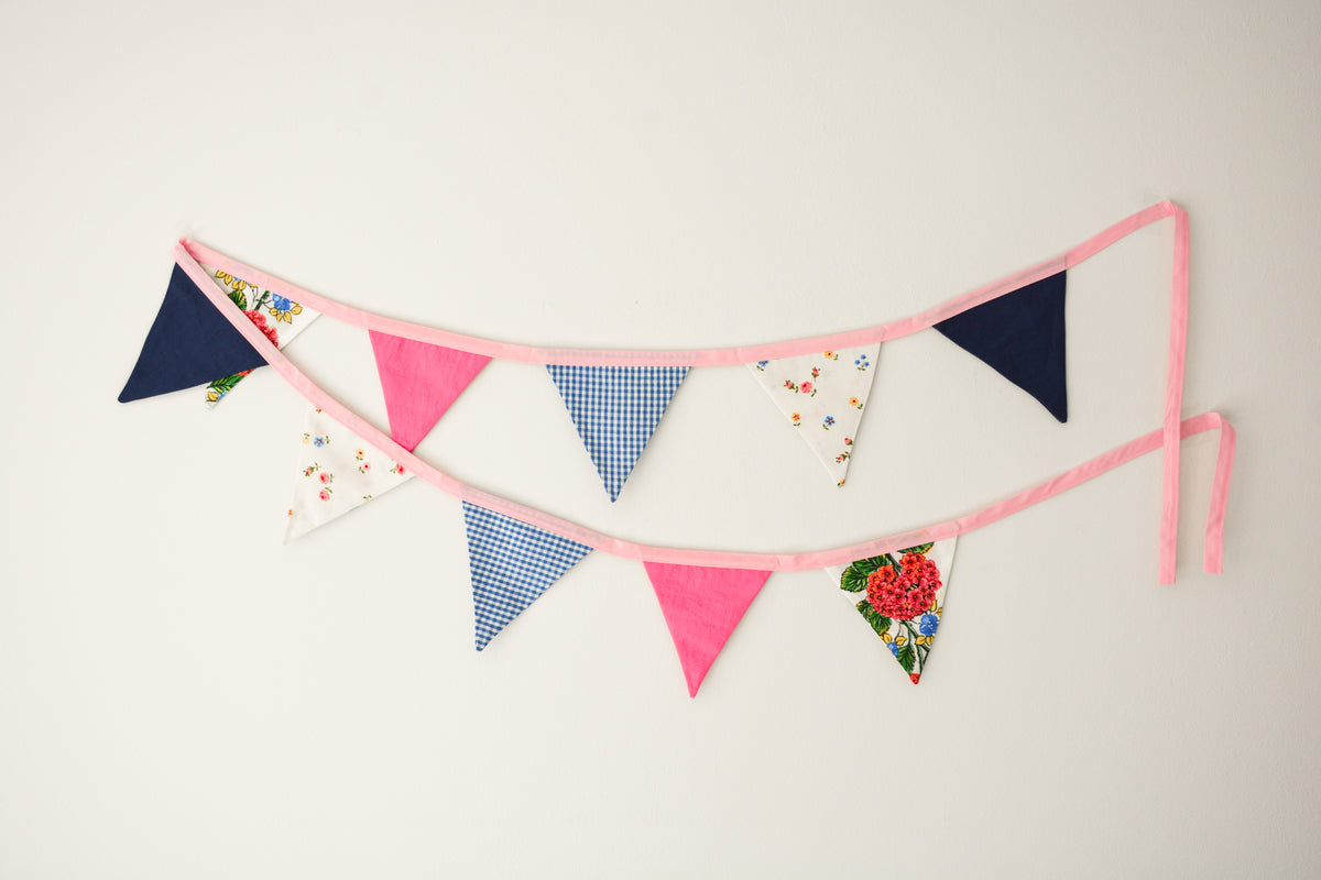 Bunting - Pink and Navy Flowers
