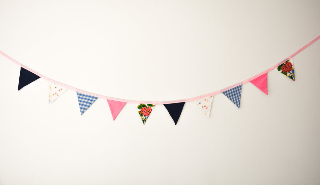 Bunting - Pink and Navy Flowers