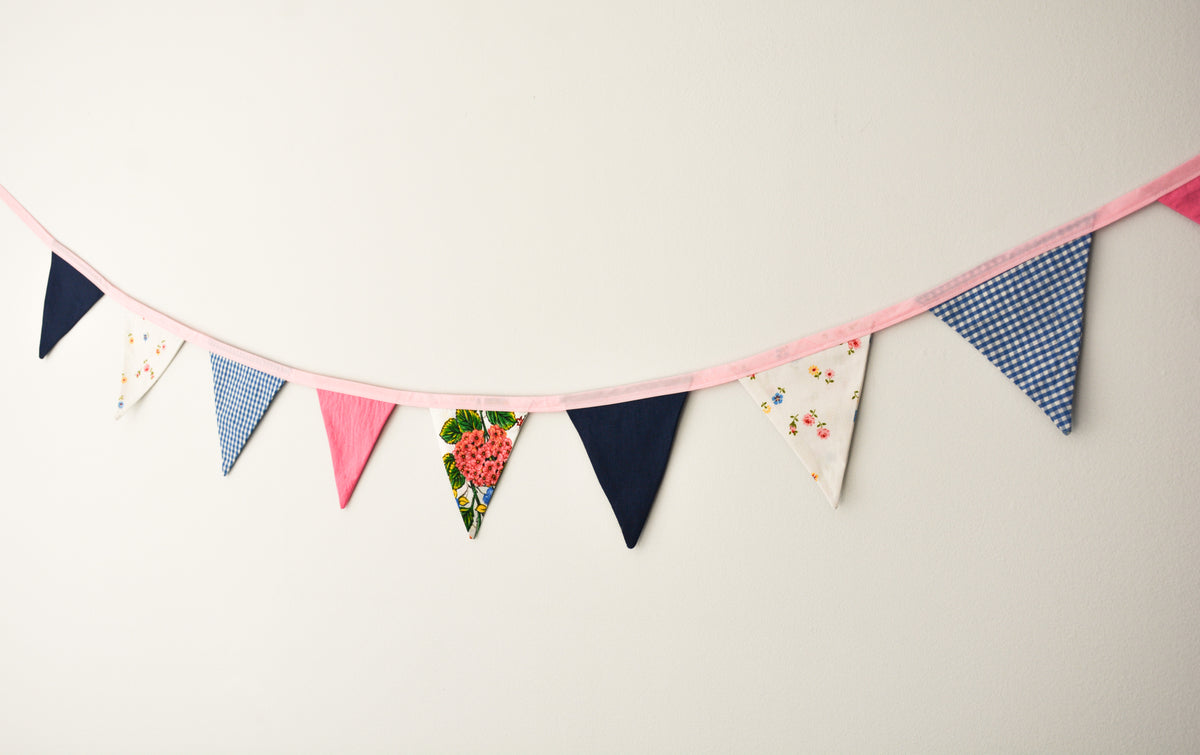 Bunting - Pink and Navy Flowers