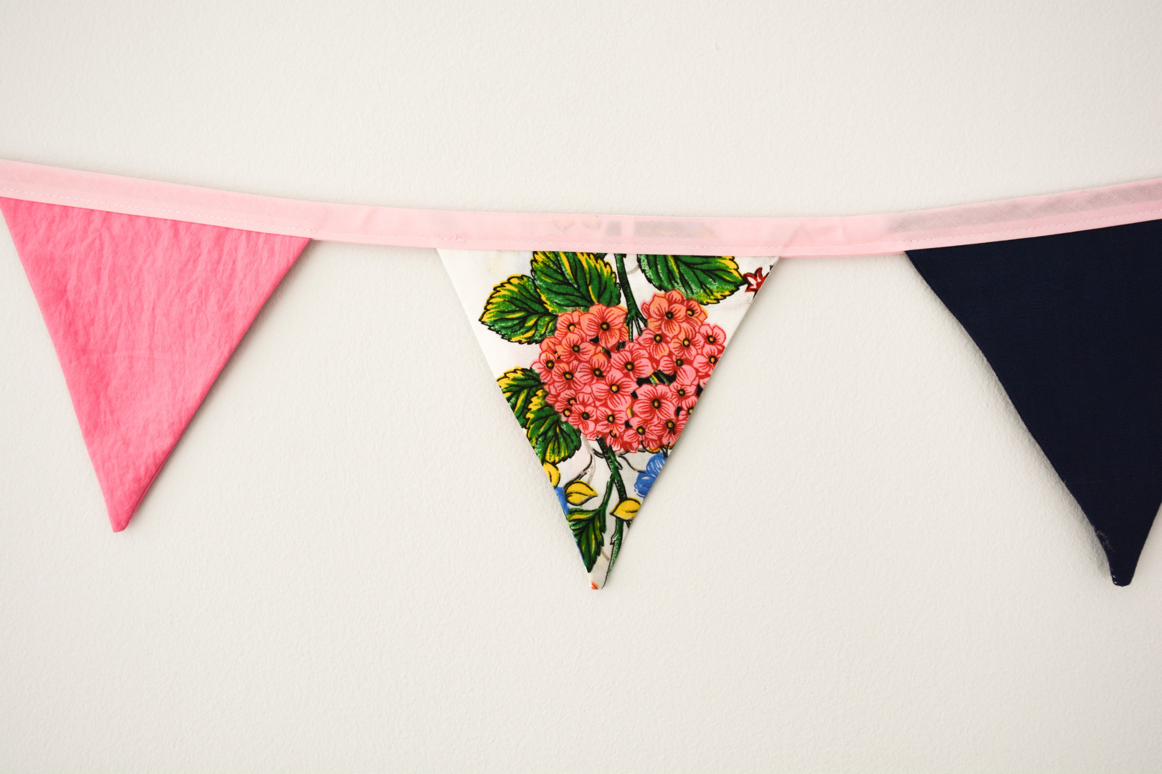 Bunting - Pink and Navy Flowers