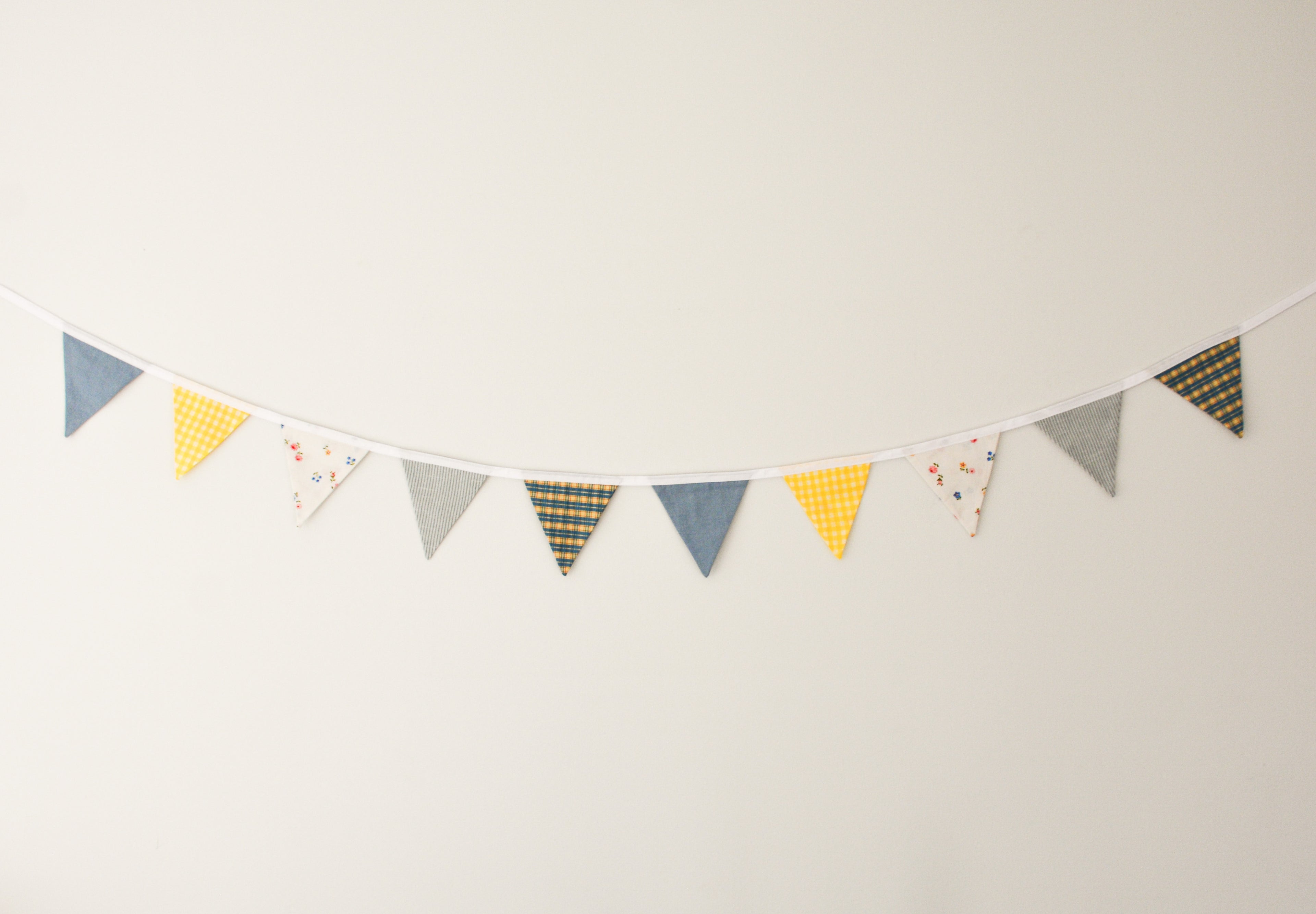 Bunting - Blue and Yellow Floral Gingham