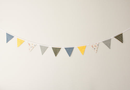 Bunting - Blue and Yellow Floral Gingham
