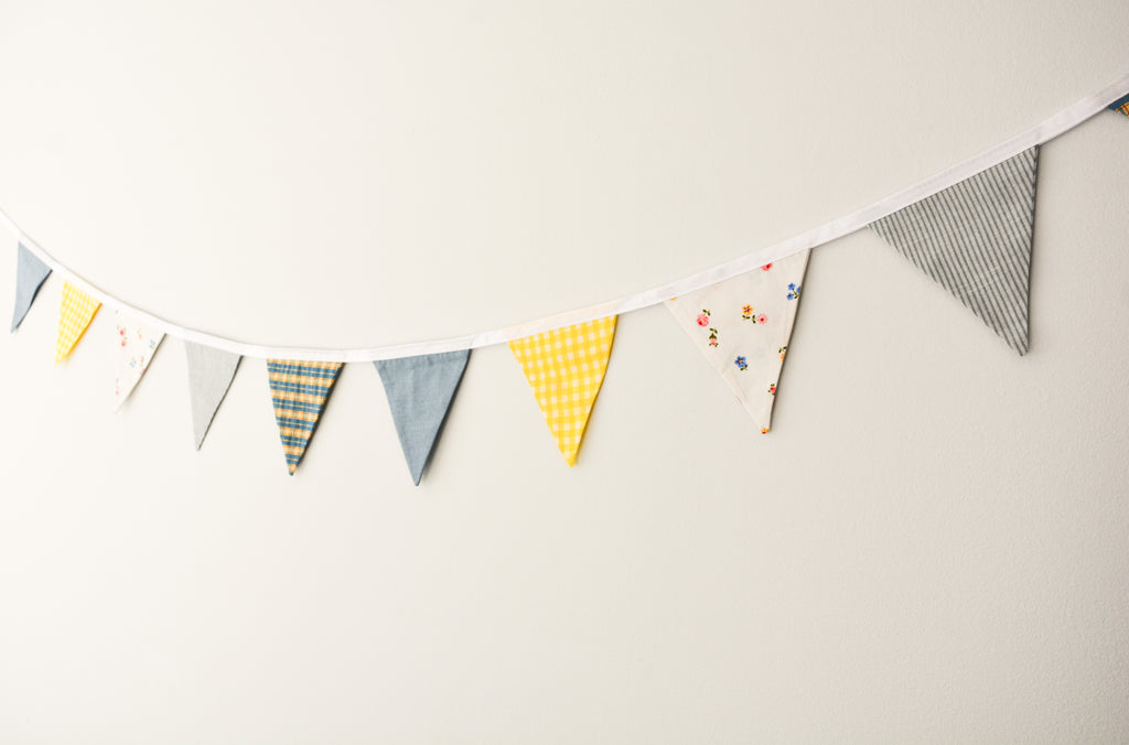 Bunting - Blue and Yellow Floral Gingham