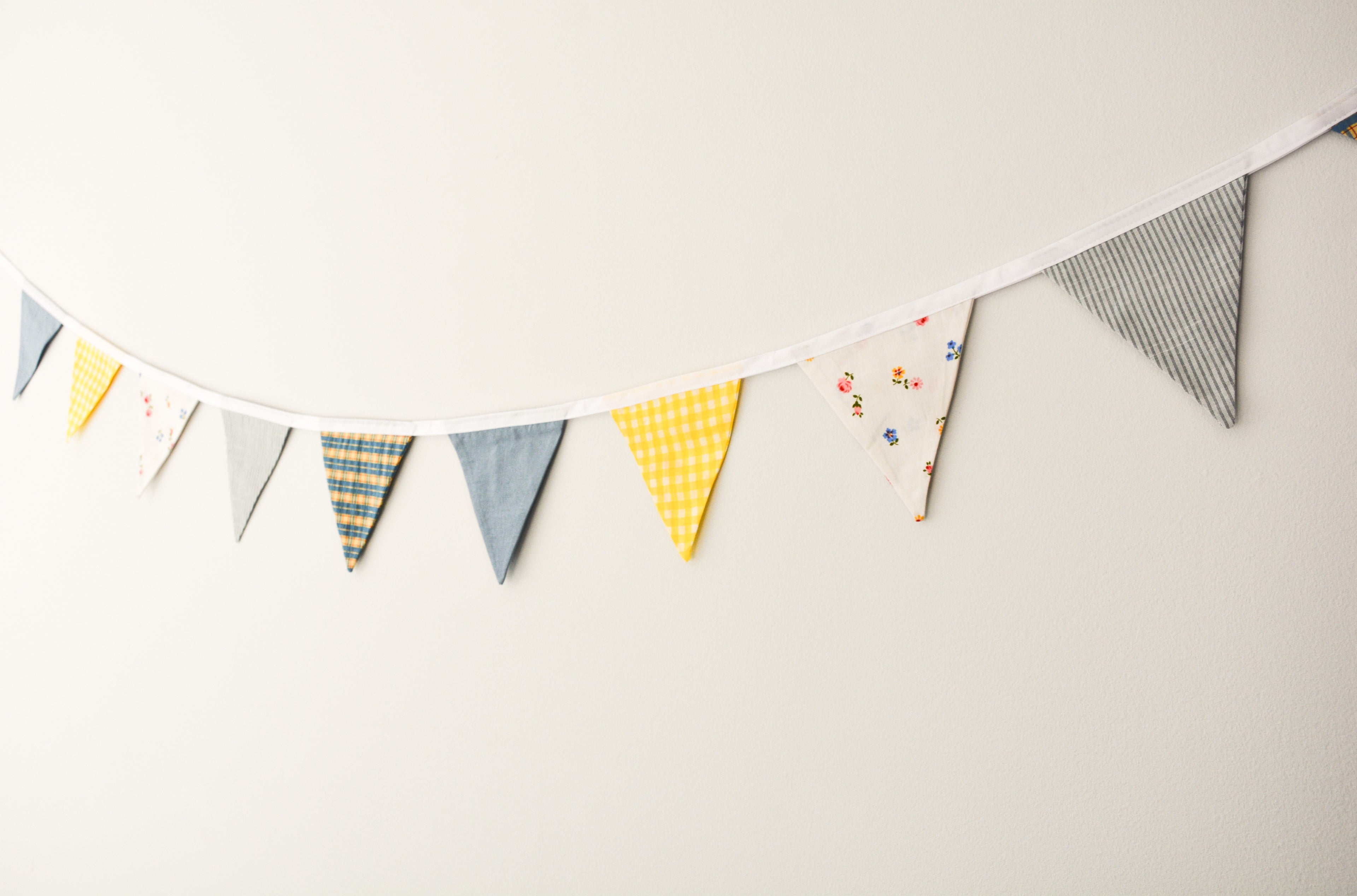 Bunting - Blue and Yellow Floral Gingham