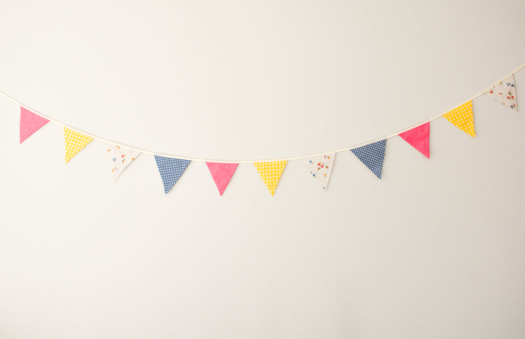 Bunting - Pink, Yellow and Blue