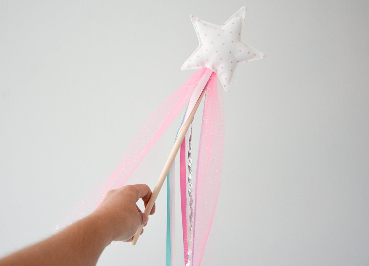 Star Magic Wand - White & Pink Stars