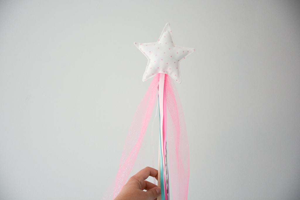 Star Magic Wand - White & Pink Stars
