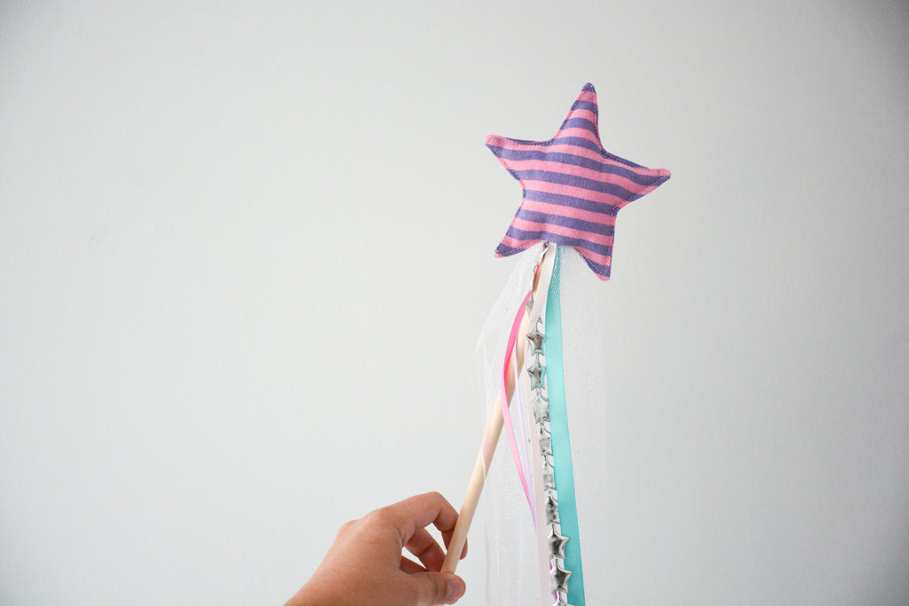 Star Magic Wand - Pink & Purple Stripes