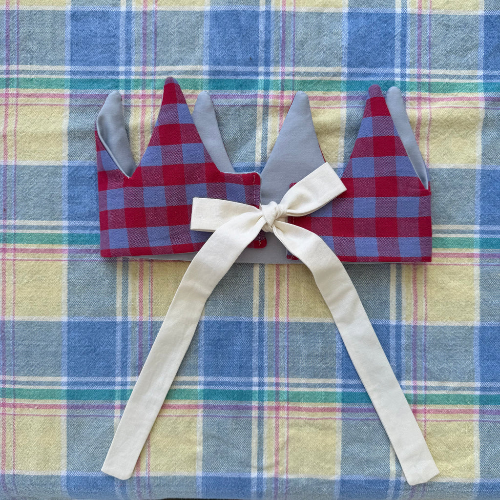 Party Crown - Red and Blue Gingham